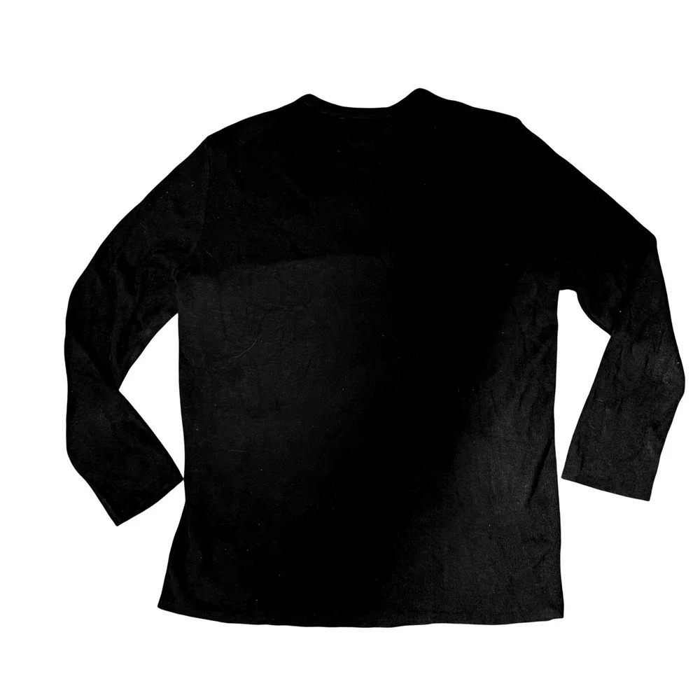 Joan Leslie Petite Black Geometric Intarsia Knit Long Sleeve Top Size PL